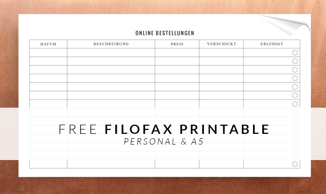 Filofax Printable Online Shopping