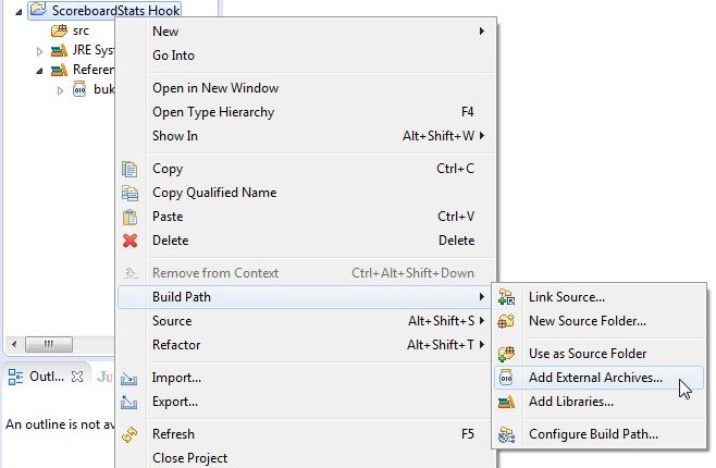 Click on Build path -> Add External Archive