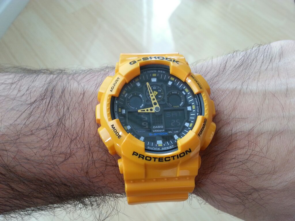 mens yellow g shock watch
